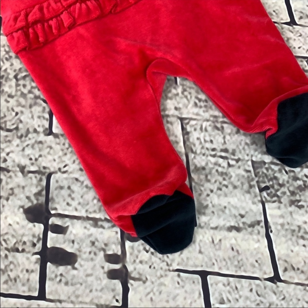 Little Me 1st Christmas Red Velour Graphic Onsie - Picture 8 of 9